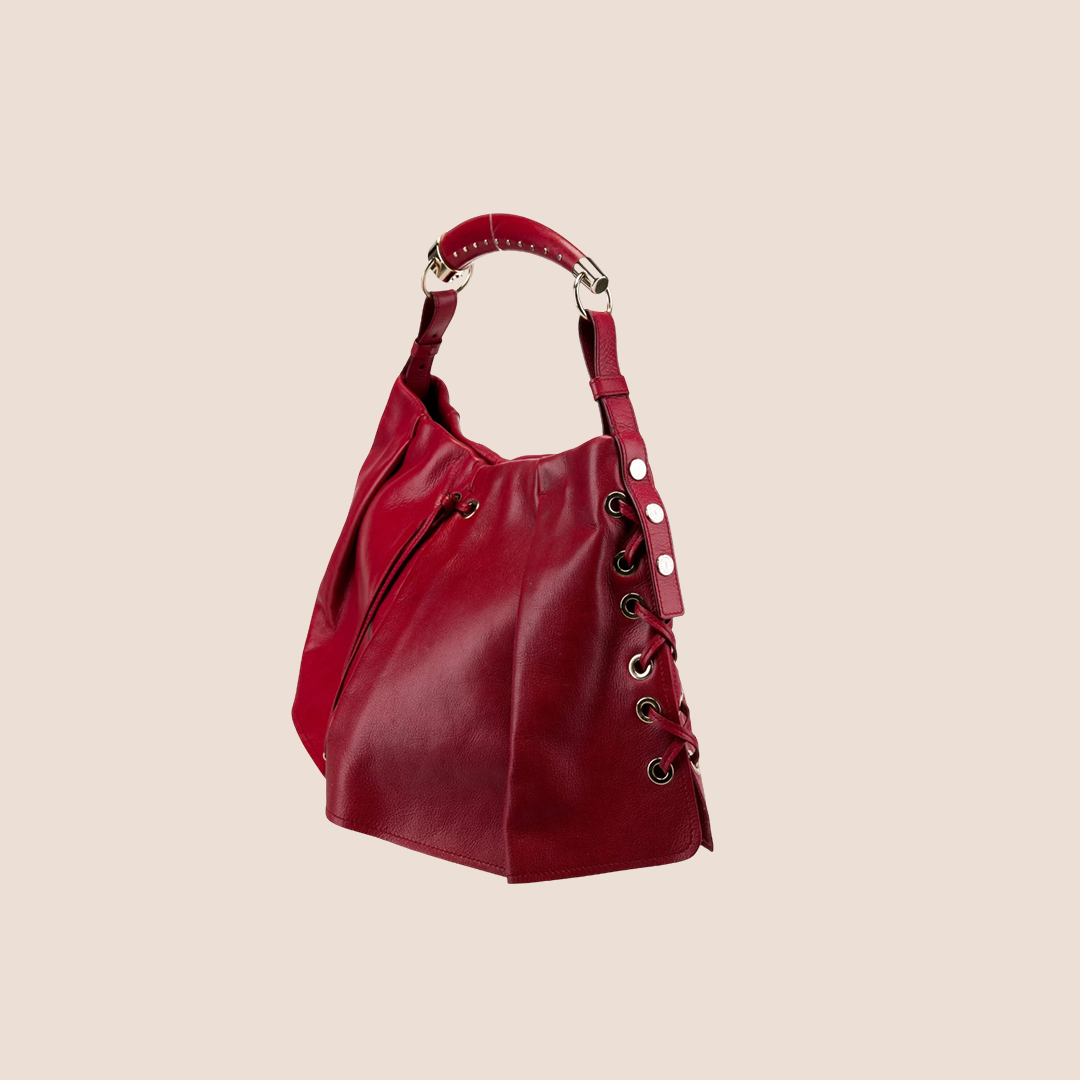 YVES SAINT LAURENT RED LEATHER TOP HANDLE BAG