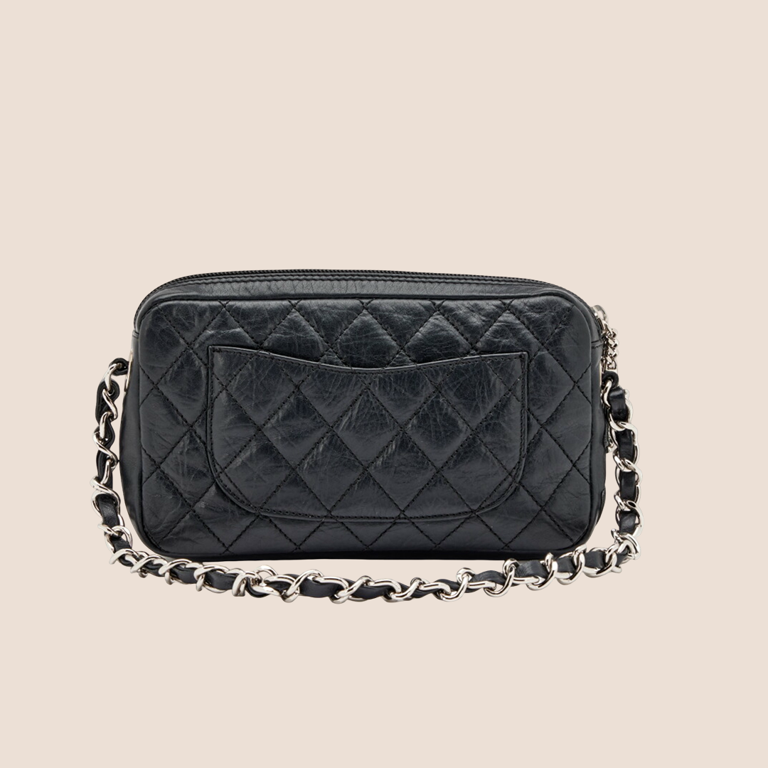 CHANEL 2005 COTTON CLUB BLACK QUILTED LEATHER SHOULDER BAG