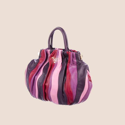 PRADA 2000 PINK & PURPLE LEATHER WAVES TOTE BAG
