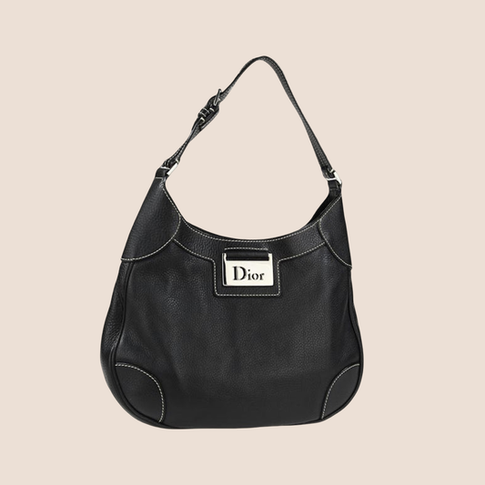 CHRISTIAN DIOR BLACK LEATHER STREET CHIC HOBO BAG