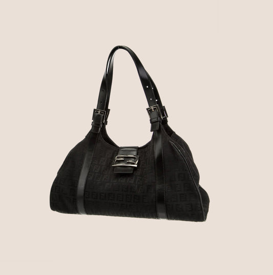 FENDI 2003 BLACK ZUCCHINO SHOULDER BAG