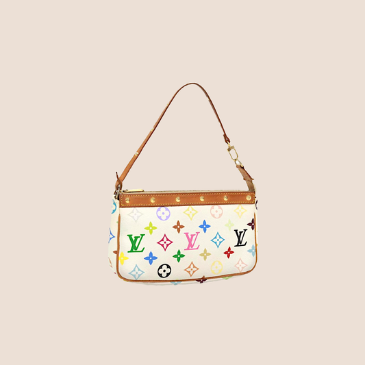 LOUIS VUITTON x TAKASHI MURAKAMI WHITE MULTICOLOUR MONOGRAM POCHETTE ACCESSOIRES