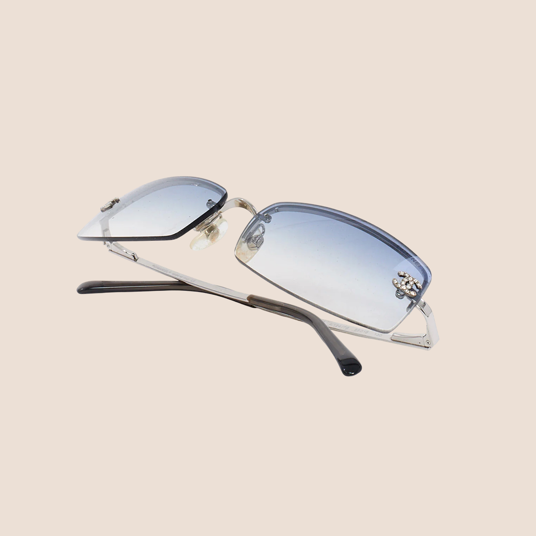 CHANEL 90s CC CRYSTAL LOGO BLUE TONE SUNGLASSES