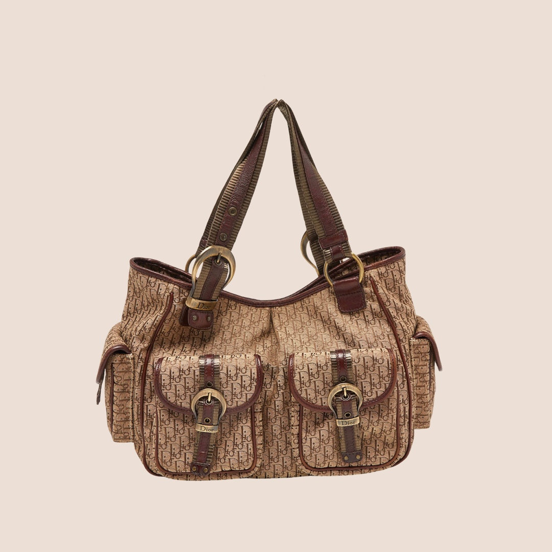 CHRISTIAN DIOR BROWN DIORISSIMO MULTIPOCKET SATCHEL