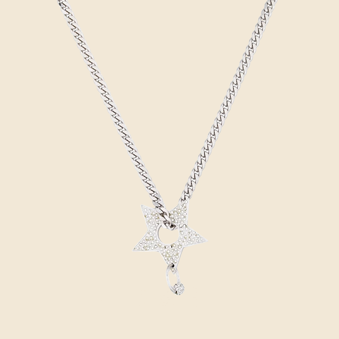CHRISTIAN DIOR 1990s SILVER STAR PENDANT NECKLACE