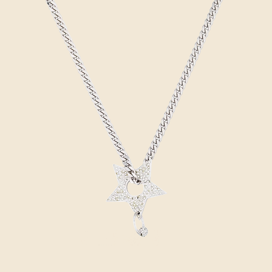 CHRISTIAN DIOR 1990s SILVER STAR PENDANT NECKLACE
