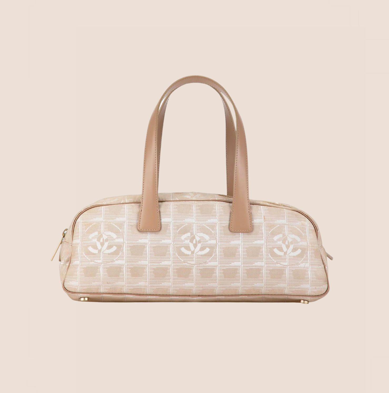 chanel travel line tote bag CHANEL 2003 TRAVEL LINE BEIGE BOWLER BAG – RDB