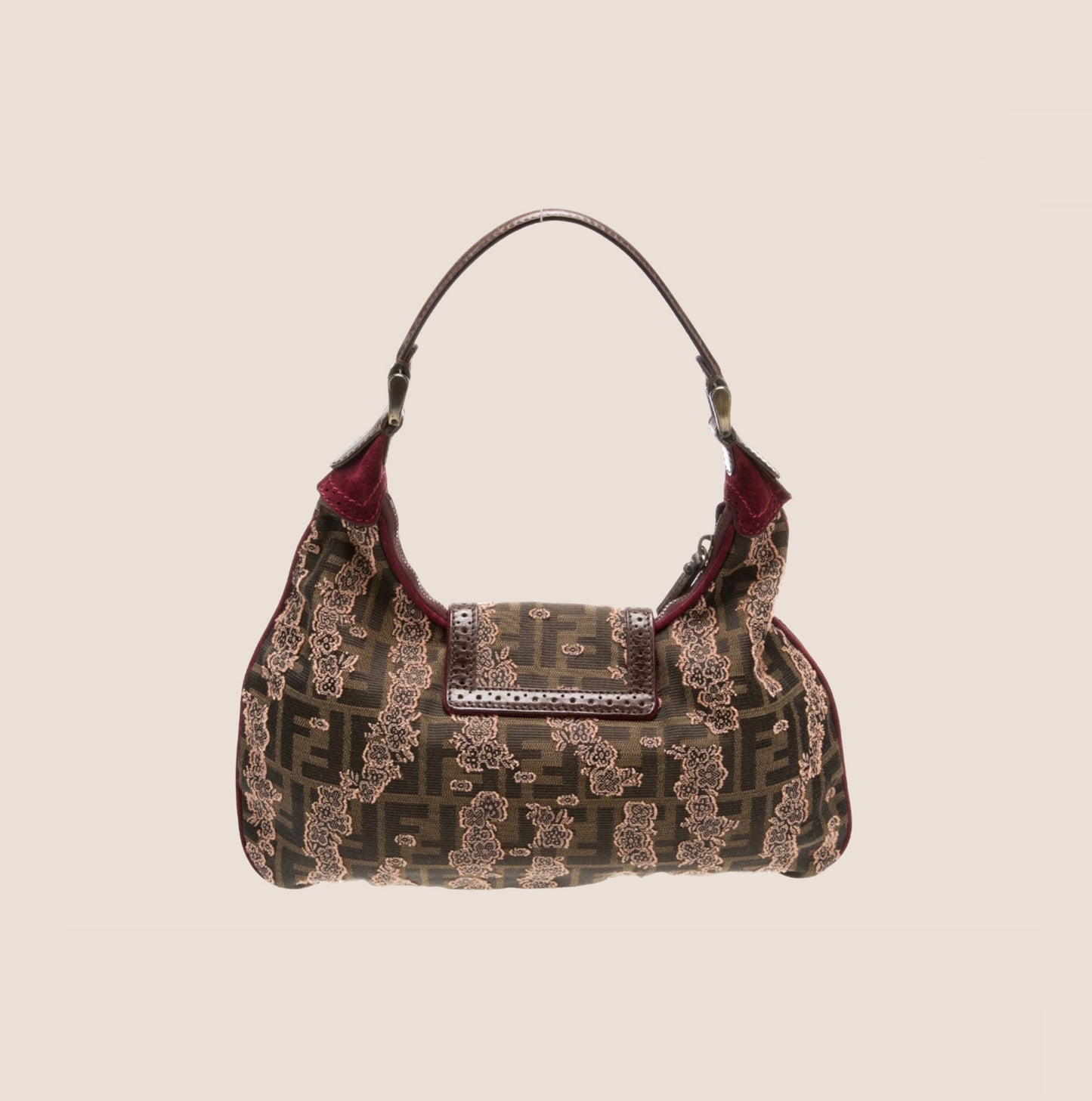 FENDI FLORAL PATCH ZUCCA FF SHOULDER BAG