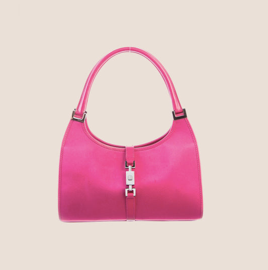 GUCCI FUCHSIA SATIN JACKIE HOBO BAG