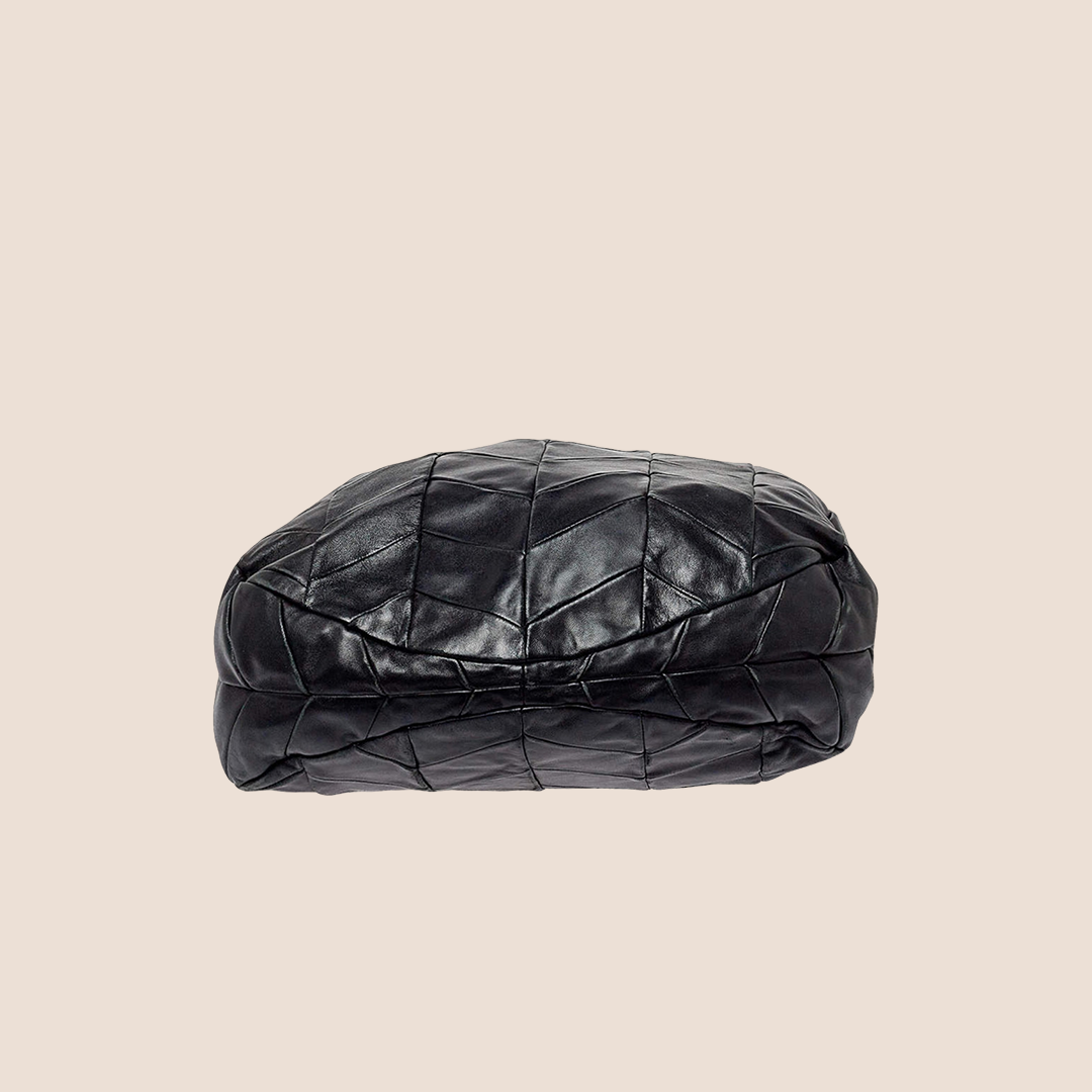 MIU MIU 2000 BLACK LEATHER QUILTED HOBO BAG