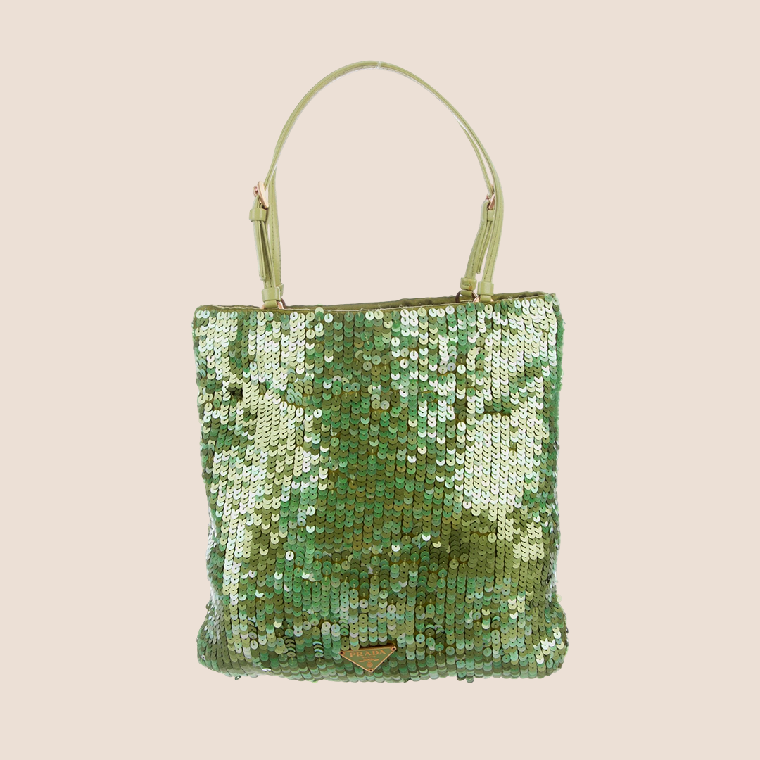 PRADA 2000 LIME GREEN SEQUIN MINI HANDBAG