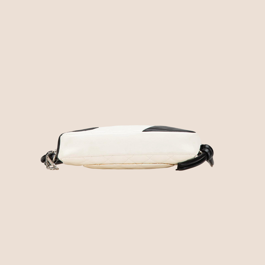 CHANEL 2005 WHITE & BLACK CAMBON QUILTED LEATHER BAG