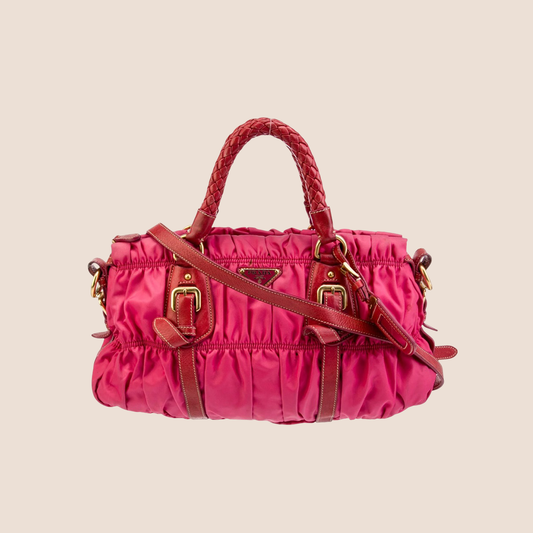 PRADA 2000 PINK TESSUTO NYLON GAUFFRE HANDBAG