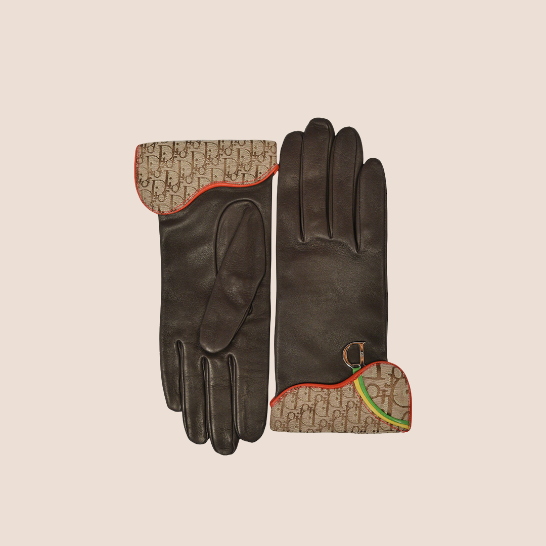 CHRISTIAN DIOR 2004 RASTA LEATHER GLOVES