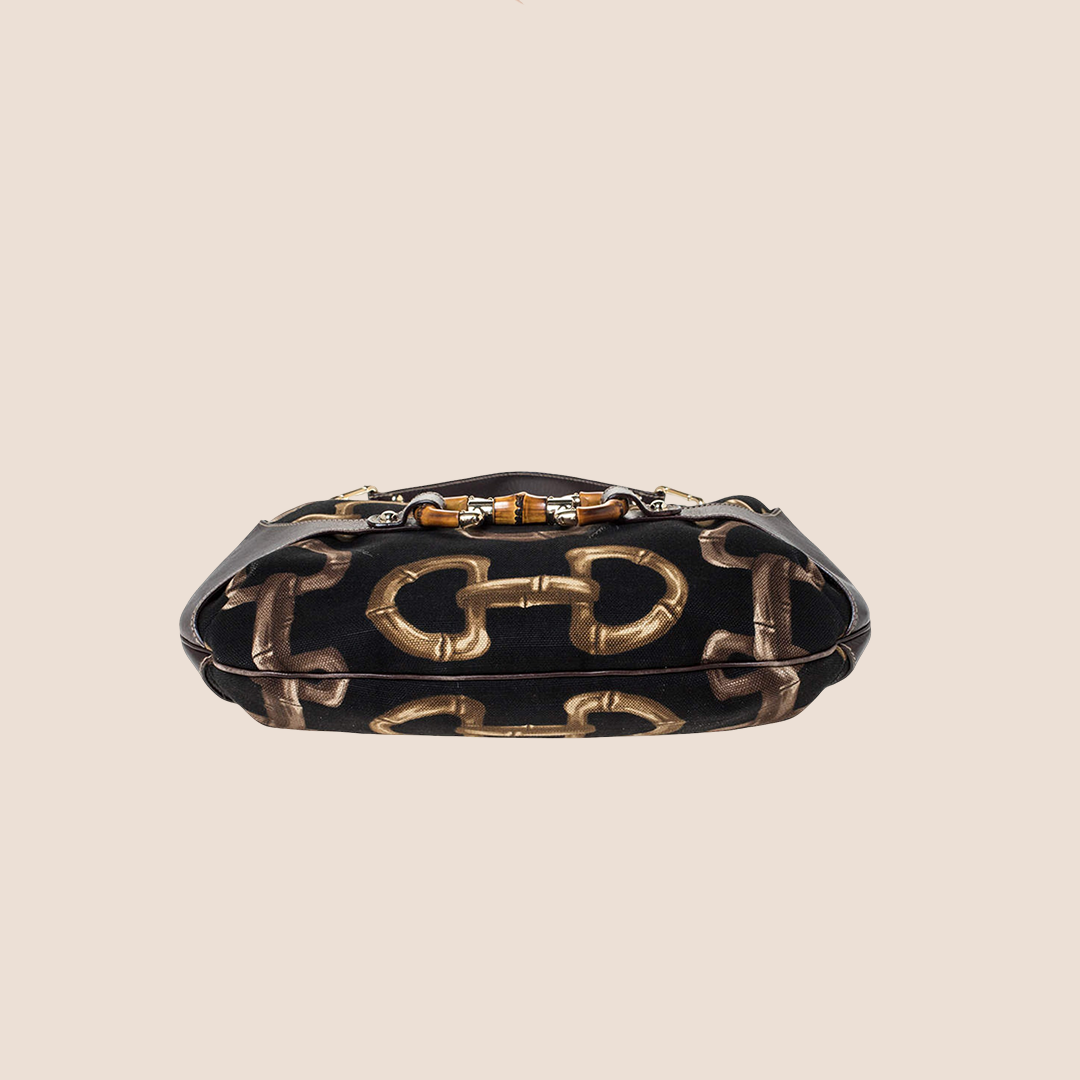 GUCCI BROWN & BLACK AMALFI HORSEBIT HOBO BAG