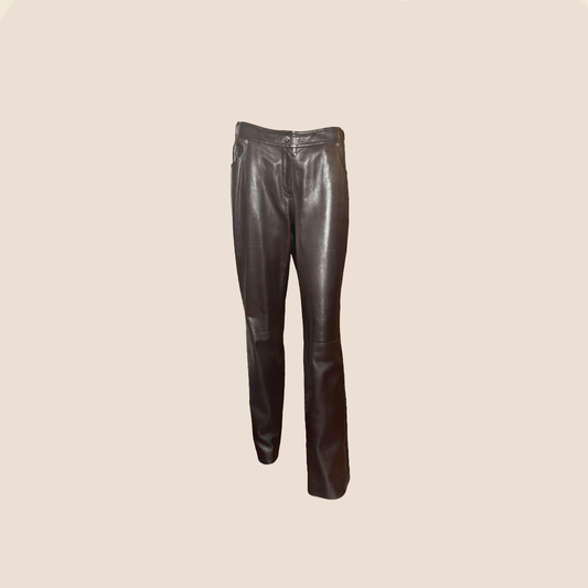 CHRISTIAN DIOR FALL 2003 CHOCOLATE BROWN LEATHER TROUSERS