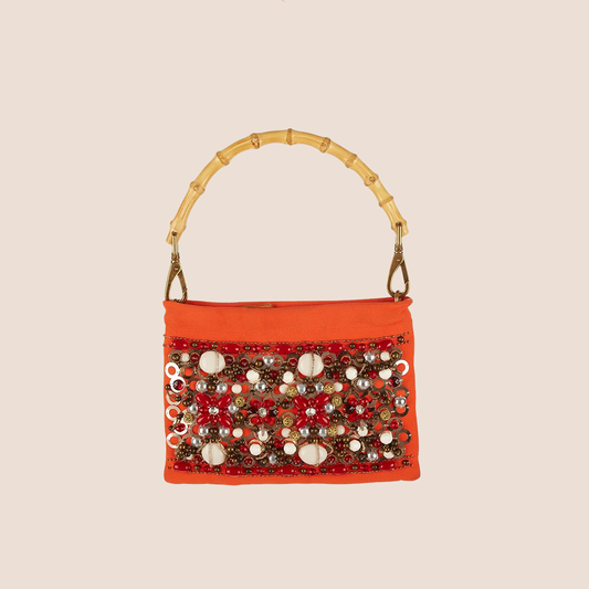MIU MIU 2004 SEQUINED RED BAMBOO BAG
