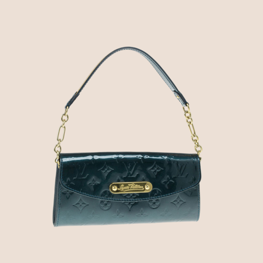 LOUIS VUITTON BLUE VERNIS MONOGRAM SUNSET BOULEVARD SHOULDER BAG