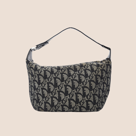 CHRISTIAN DIOR NAVY GREY TROTTER CANVAS MINI HANDBAG