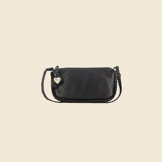 CHRISTIAN DIOR BLACK LEATHER MINI SHOULDER BAG