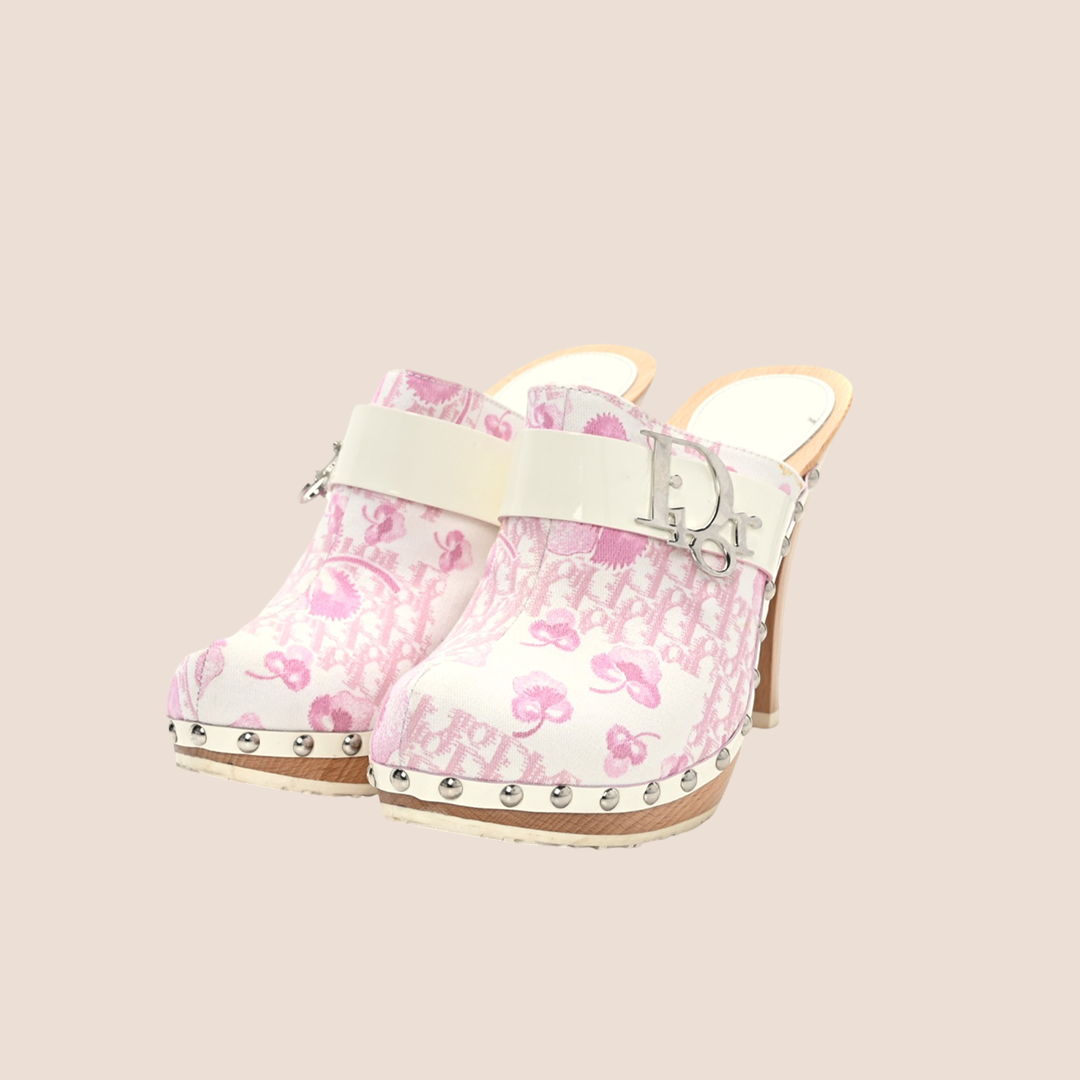 CHRISTIAN DIOR 2005 GIRLY CHERRY BLOSSOM STUDDED MULES – RDB CHRISTIAN DIOR 2005 GIRLY CHERRY BLOSSOM STUDDED MULES – RDB