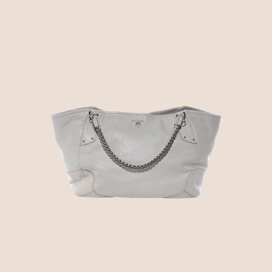 PRADA TALCO CERVO LUX DEERSKIN CHAIN SHOULDER BAG