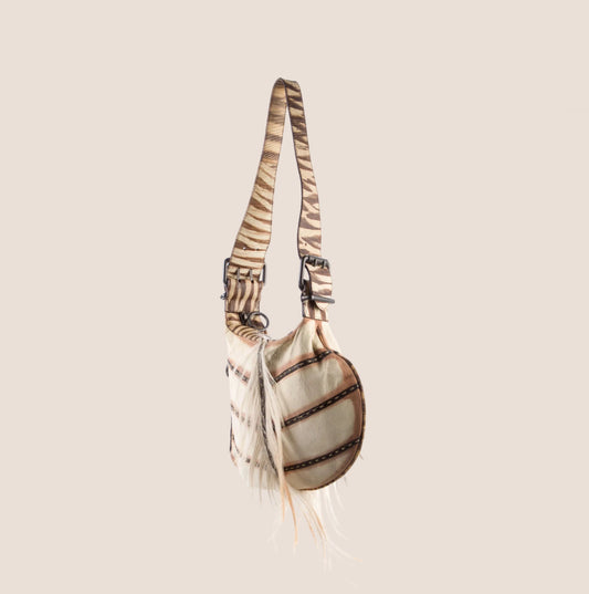 FENDI 2002 FUR TRIMMED OYSTER BAG