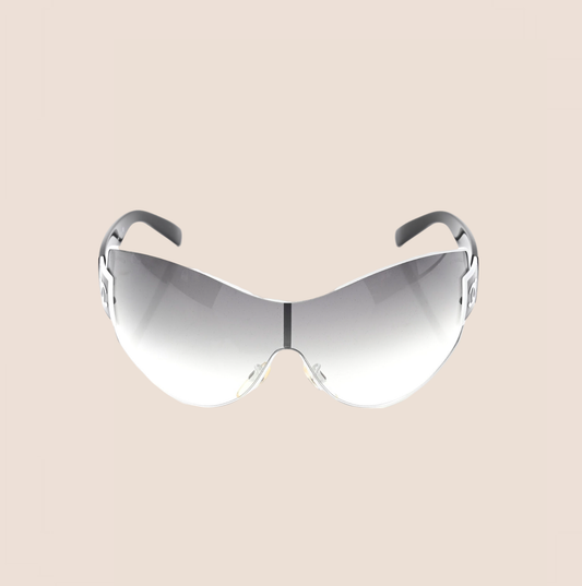 CHANEL BLACK & WHITE AVIATOR SHIELD SUNGLASSES