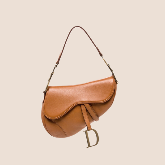 CHRISTIAN DIOR BROWN LEATHER SADDLE BAG