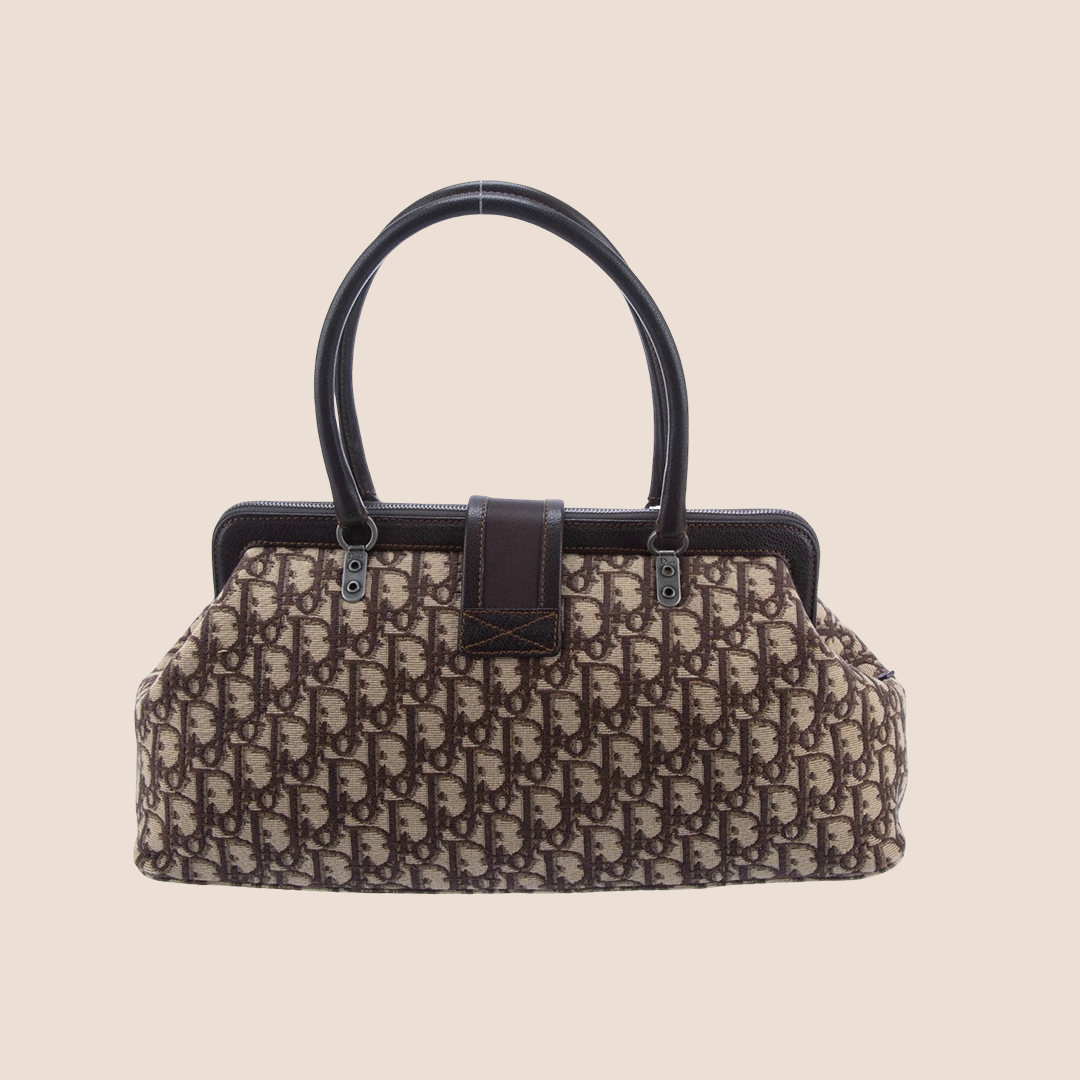 CHRISTIAN DIOR 2006 BROWN DIORISSIMO TROTTER FLIGHT FRAME BAG