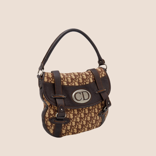 CHRISTIAN DIOR BEIGE & BROWN TROTTER CD TOTE BAG