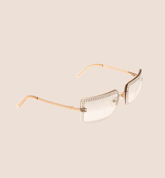 CHANEL CC CRYSTAL GOLD LOGO SUNGLASSES