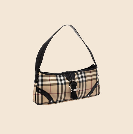 BURBERRY 90s NOVA CHECK BUCKLE SHOULDER BAG