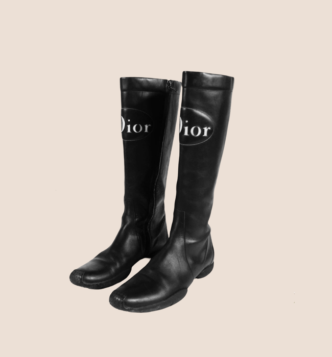 CHRISTIAN DIOR 2000 LOGO COMBAT BOOTS