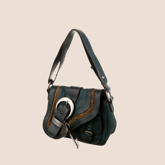 CHRISTIAN DIOR 2004 BLUE LEATHER MINI GAUCHO BAG