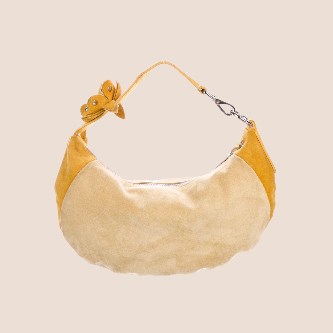 MIU MIU CREAM SUEDE HALF MOON BAG