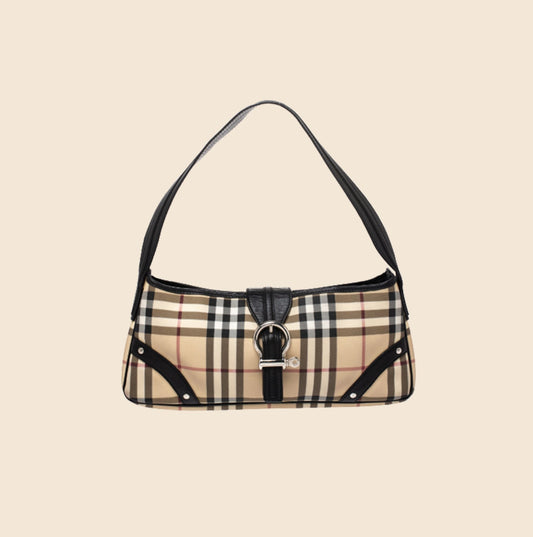 BURBERRY 90s NOVA CHECK BUCKLE SHOULDER BAG