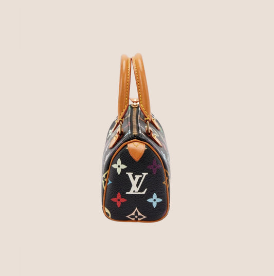 LOUIS VUITTON 2005 BLACK MULTICOLOR MONOGRAM NANO SPEEDY BAG