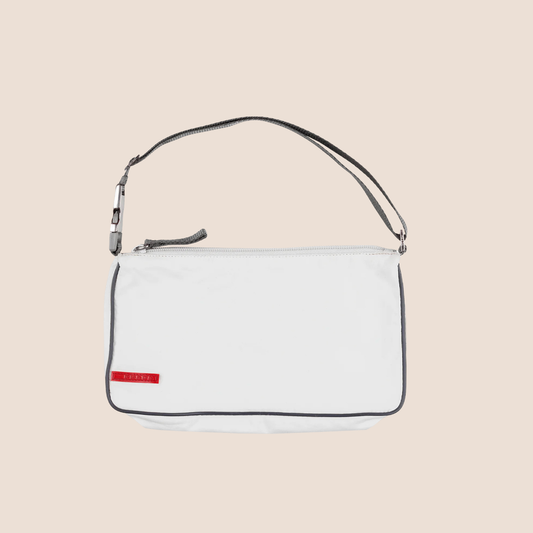 PRADA SPORT 2000s WHITE NYLON BAGUETTE BAG