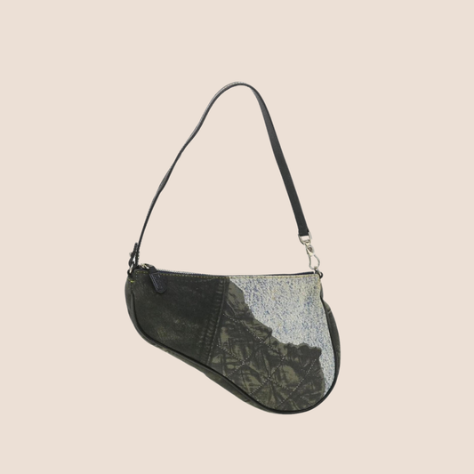 CHRISTIAN DIOR 2001 "MISS DIORELLA" DENIM PRINT MINI SADDLE BAG