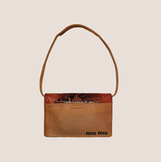 MIU MIU 1999 BROWN PYTHON MINI SHOULDER BAG