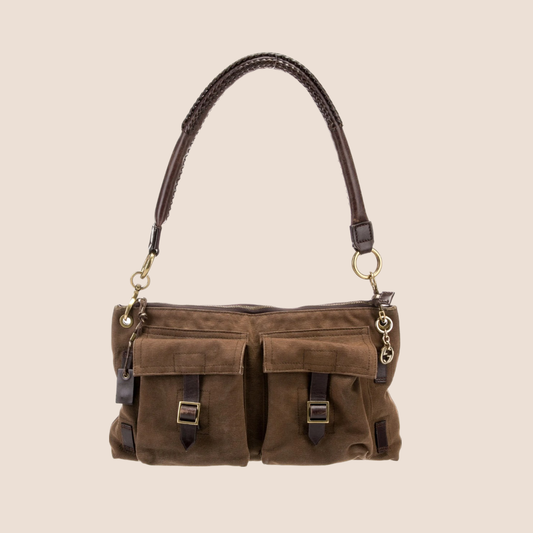 GUCCI BROWN UTILITARIAN SHOULDER BAG