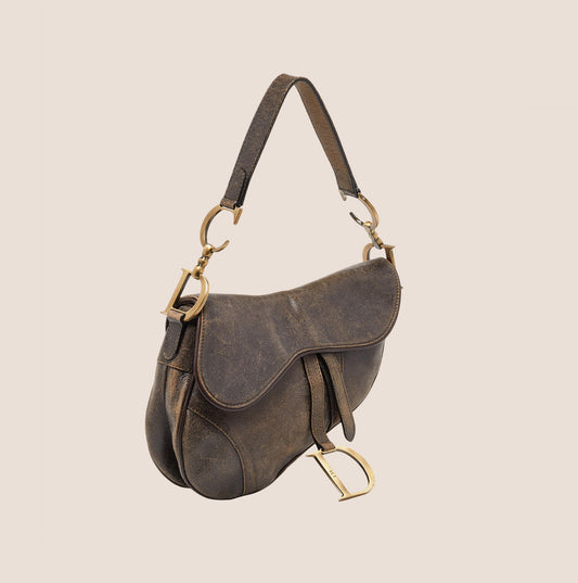 CHRISTIAN DIOR 2001 BROWN LEATHER SADDLE BAG