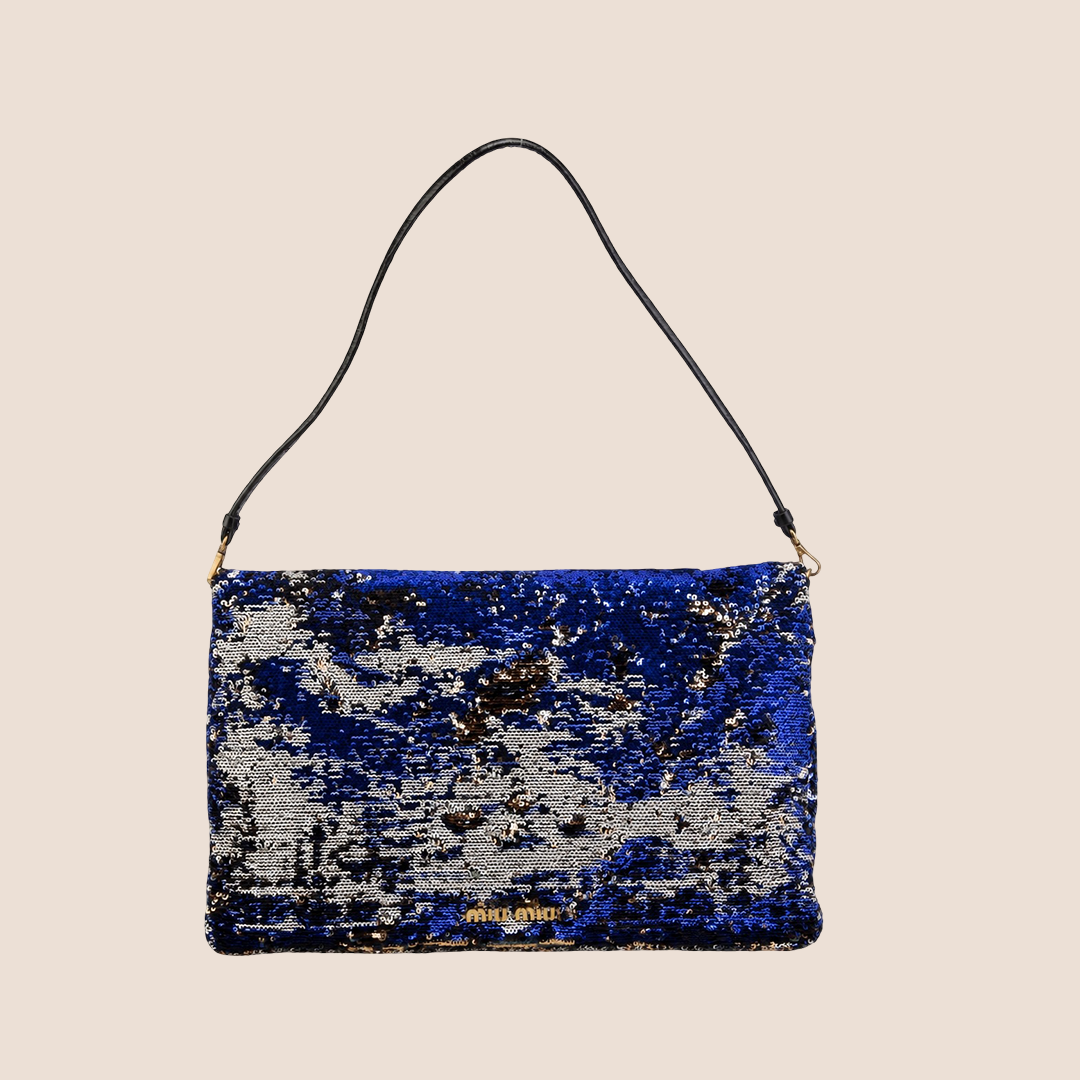 MIU MIU 2000 BLUE SEQUIN SHOULDER BAG