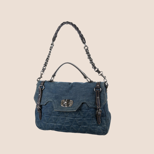 MIU MIU 2000 BLUE DENIM SHOULDER BAG