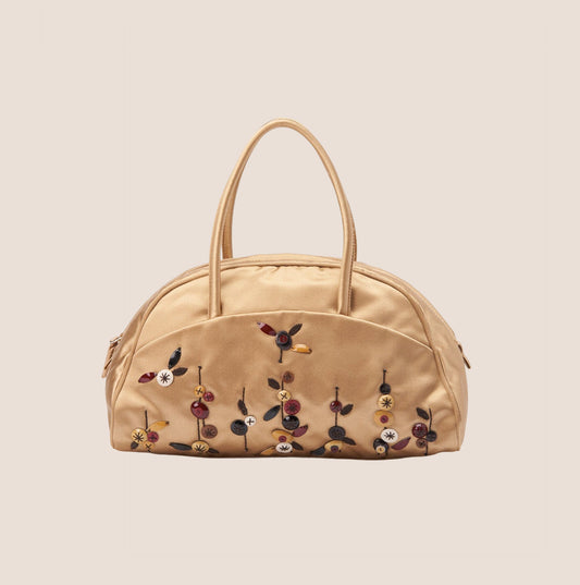 PRADA 2000s FLORAL BEADED PINK SATIN MINI HANDBAG