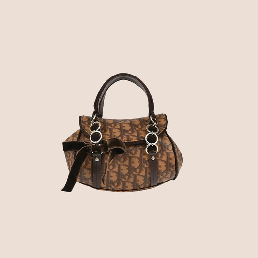 CHRISTIAN DIOR 2006 BROWN ROMANTIQUE VELVET MINI HANDBAG