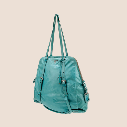 PRADA 2007 BLUE SIGNATURE NEW LOOK HOBO BAG