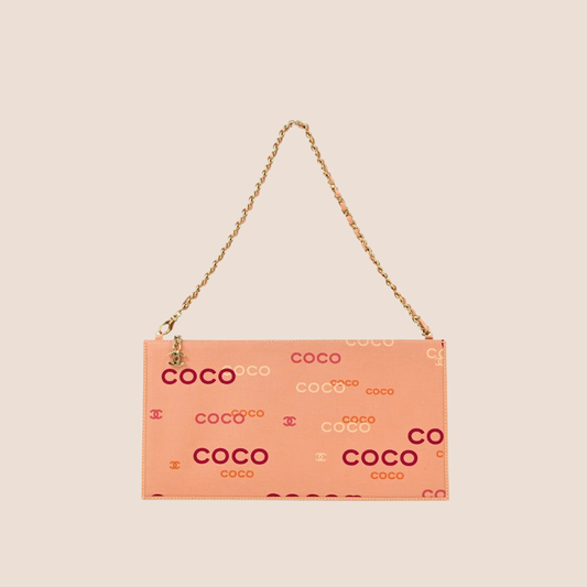 CHANEL 2002 PINK PRINTED COCO CHAIN BAG