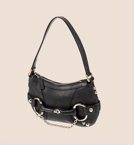 GUCCI BLACK LEATHER MINI HORSEBIT PURSE